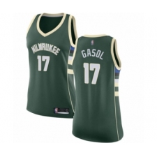 Women's Milwaukee Bucks #17 Pau Gasol Swingman Green Basketball Jersey - Icon Edition