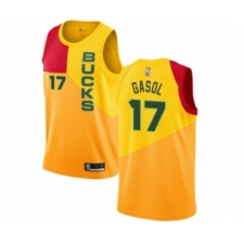 Youth Milwaukee Bucks #17 Pau Gasol Swingman Yellow Basketball Jersey - City Edition