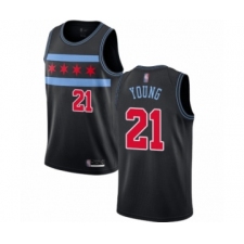 Men's Chicago Bulls #21 Thaddeus Young Authentic Black Basketball Jersey - City Edition