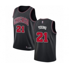 Men's Chicago Bulls #21 Thaddeus Young Authentic Black Basketball Jersey Statement Edition