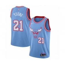 Men's Chicago Bulls #21 Thaddeus Young Swingman Blue Basketball Jersey - 2019-20 City Edition