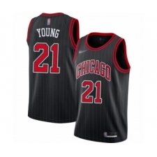 Youth Chicago Bulls #21 Thaddeus Young Swingman Black Finished Basketball Jersey - Statement Edition