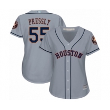 Women's Houston Astros #55 Ryan Pressly Authentic Grey Road Cool Base Baseball Jersey