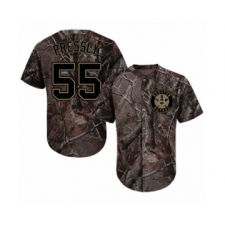 Youth Houston Astros #55 Ryan Pressly Authentic Camo Realtree Collection Flex Base Baseball Jersey