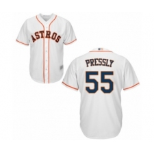 Youth Houston Astros #55 Ryan Pressly Authentic White Home Cool Base Baseball Jersey