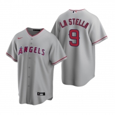 Men's Nike Los Angeles Angels #9 Tommy La Stella Gray Road Stitched Baseball Jersey