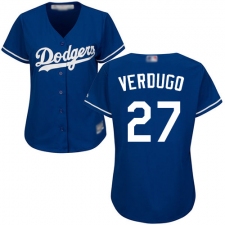Women's Los Angeles Dodgers #27 Alex Verdugo Blue Alternate Stitched Baseball Jersey