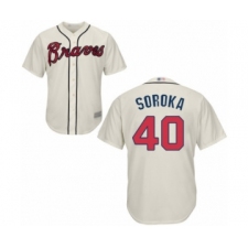 Men's Atlanta Braves #40 Mike Soroka Replica Cream Alternate 2 Cool Base Baseball Jersey