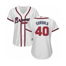 Women's Atlanta Braves #40 Mike Soroka Authentic White Home Cool Base Baseball Jersey