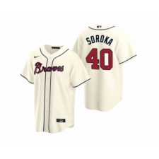 Youth Atlanta Braves #40 Mike Soroka Nike Cream 2020 Replica Alternate Jersey