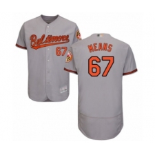 Men's Baltimore Orioles #67 John Means Grey Road Flex Base Authentic Collection Baseball Jersey
