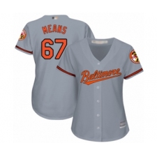 Women's Baltimore Orioles #67 John Means Authentic Grey Road Cool Base Baseball Jersey