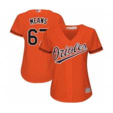 Women's Baltimore Orioles #67 John Means Authentic Orange Alternate Cool Base Baseball Jersey