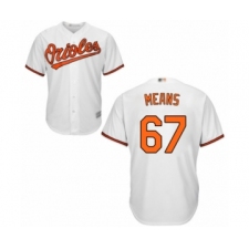 Youth Baltimore Orioles #67 John Means Authentic White Home Cool Base Baseball Jersey