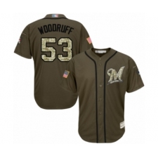 Men's Milwaukee Brewers #53 Brandon Woodruff Authentic Green Salute to Service Baseball Jersey