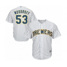 Men's Milwaukee Brewers #53 Brandon Woodruff Replica White Home Cool Base Baseball Jersey