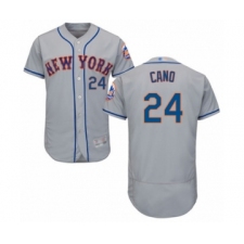 Men's New York Mets #24 Robinson Cano Grey Road Flex Base Authentic Collection Baseball Jersey