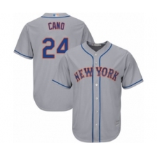 Men's New York Mets #24 Robinson Cano Replica Grey Road Cool Base Baseball Jersey