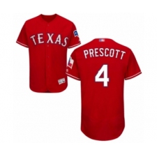 Men's Texas Rangers #4 Dak Prescott Red Alternate Flex Base Authentic Collection Baseball Jersey