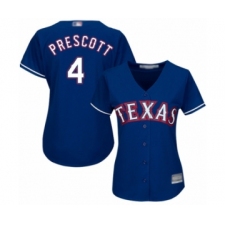 Women's Texas Rangers #4 Dak Prescott Authentic Royal Blue Alternate 2 Cool Base Baseball Jersey
