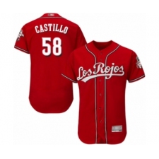 Men's Cincinnati Reds #58 Luis Castillo Red Los Rojos Flexbase Authentic Collection Baseball Jersey
