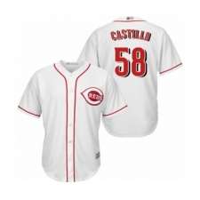 Men's Cincinnati Reds #58 Luis Castillo Replica White Home Cool Base Baseball Jersey