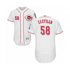 Men's Cincinnati Reds #58 Luis Castillo White Home Flex Base Authentic Collection Baseball Jersey