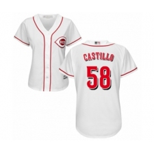 Women's Cincinnati Reds #58 Luis Castillo Authentic White Home Cool Base Baseball Jersey
