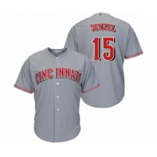 Youth Cincinnati Reds #15 Nick Senzel Authentic Grey Road Cool Base Baseball Jersey