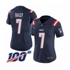 Women's New England Patriots #7 Jake Bailey Limited Navy Blue Rush Vapor Untouchable 100th Season Football Jersey