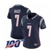 Women's New England Patriots #7 Jake Bailey Navy Blue Team Color Vapor Untouchable Limited Player 100th Season Football Jersey