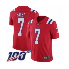 Youth New England Patriots #7 Jake Bailey Red Alternate Vapor Untouchable Limited Player 100th Season Football Jersey