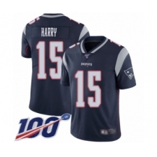 Men's New England Patriots #15 NKeal Harry Navy Blue Team Color Vapor Untouchable Limited Player 100th Season Football Jersey