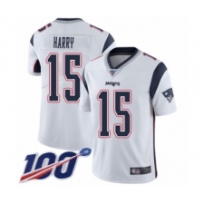 Men's New England Patriots #15 NKeal Harry White Vapor Untouchable Limited Player 100th Season Football Jersey