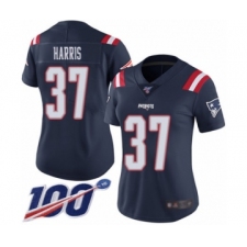Women's New England Patriots #37 Damien Harris Limited Navy Blue Rush Vapor Untouchable 100th Season Football Jersey