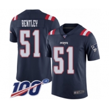 Men's New England Patriots #51 JaWhaun Bentley Limited Navy Blue Rush Vapor Untouchable 100th Season Football Jersey