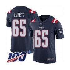Men's New England Patriots #65 Yodny Cajuste Limited Navy Blue Rush Vapor Untouchable 100th Season Football Jersey