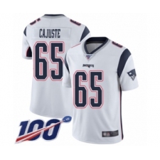 Youth New England Patriots #65 Yodny Cajuste White Vapor Untouchable Limited Player 100th Season Football Jersey