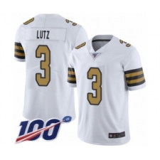 Men's New Orleans Saints #3 Wil Lutz Limited White Rush Vapor Untouchable 100th Season Football Jersey