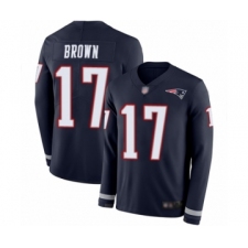 Men's New England Patriots #17 Antonio Brown Limited Navy Blue Therma Long Sleeve Football Jersey