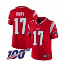 Men's New England Patriots #17 Antonio Brown Limited Red Inverted Legend 100th Season Football Jersey