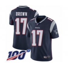 Men's New England Patriots #17 Antonio Brown Navy Blue Team Color Vapor Untouchable Limited Player 100th Season Football Jersey