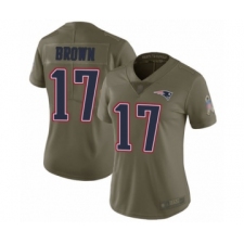 Women's New England Patriots #17 Antonio Brown Limited Olive 2017 Salute to Service Football Jersey