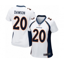 Women's Denver Broncos #20 Duke Dawson Game White Football Jersey