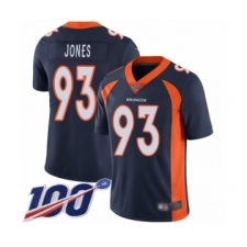Men's Denver Broncos #93 Dre'Mont Jones Navy Blue Alternate Vapor Untouchable Limited Player 100th Season Football Jersey