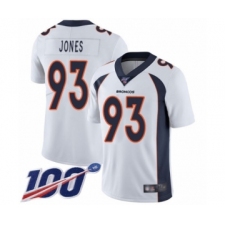 Men's Denver Broncos #93 Dre'Mont Jones White Vapor Untouchable Limited Player 100th Season Football Jersey