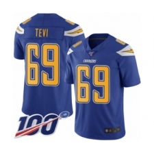 Men's Los Angeles Chargers #69 Sam Tevi Limited Electric Blue Rush Vapor Untouchable 100th Season Football Jersey