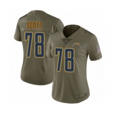 Women's Los Angeles Chargers #78 Trent Scott Limited Olive 2017 Salute to Service Football Jersey