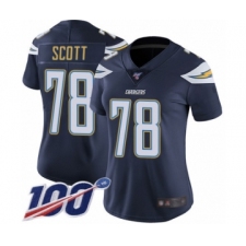 Women's Los Angeles Chargers #78 Trent Scott Navy Blue Team Color Vapor Untouchable Limited Player 100th Season Football Jersey