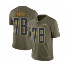 Youth Los Angeles Chargers #78 Trent Scott Limited Olive 2017 Salute to Service Football Jersey